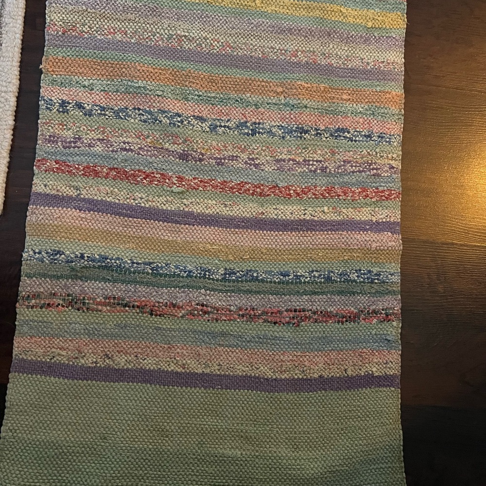 Vintage Folk Rag Runner Rug Long - Picture 2 of 5